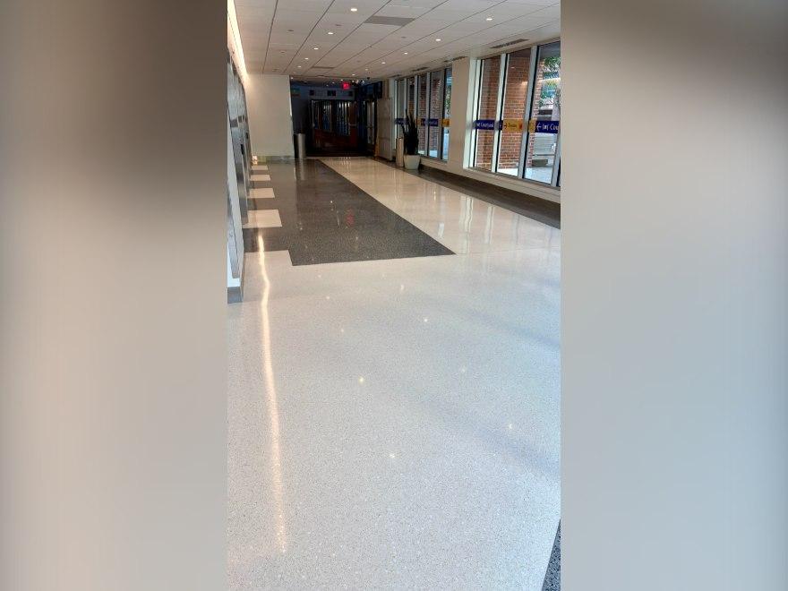 Restored terrazzo floor at a medical facility hospital in Nashville, TN